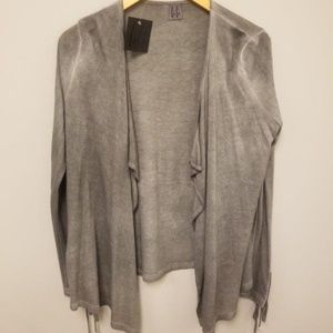 LuLu Gray Stone Wash Open-Front Cardigan